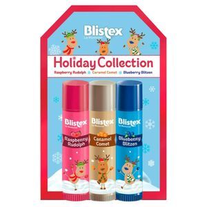 Blistex Collection Raspberry Rudolph, Caramel Comet, Blueberry Blitzen 0.15 oz